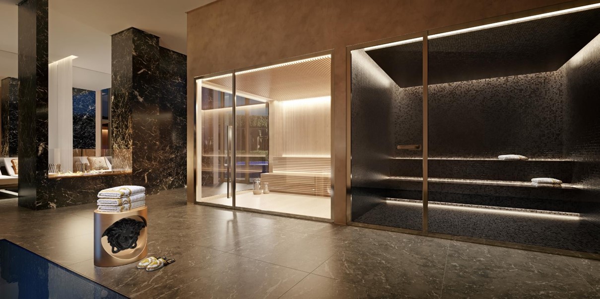 Área das Saunas da Torre Residencial do Lançamento Villa by Versace Home