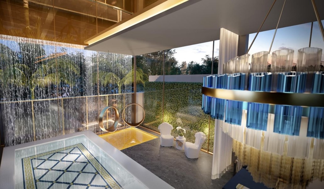 Luxo em Cada Detalhe da Piscina Coberta da Torre Residencial do Lançamento Villa by Versace Home